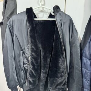 Garage Black Faux Fur Jacket